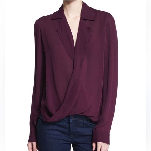 L’agence Rita Wrap Front Silk Top Purple Size Small - Picture 1 of 10